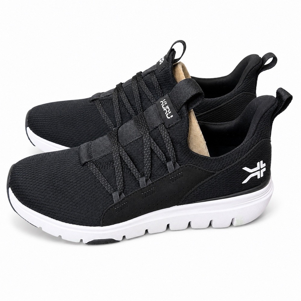 KURU FLEX Slip-On Jet Black Bright White Women's Size 10 Comfort Sneakers